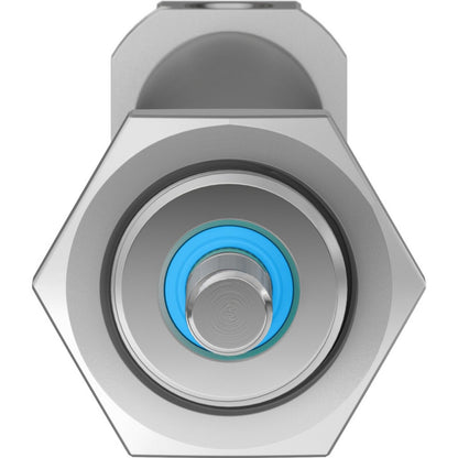 Festo DSNU-20-150-PPV-A ISO standard cylinder, pneumatic automation part, stainless steel with blue seal.