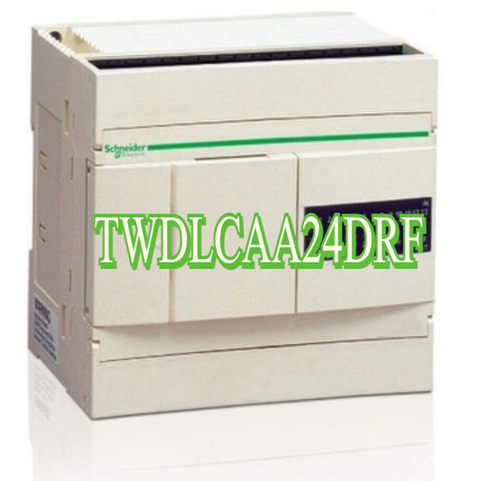 Schneider Electric TWDLCAA24DRF PLC Module. Beige industrial automation component for automation tasks.