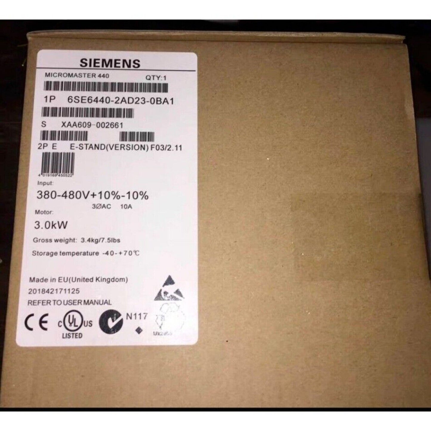 Variable Frequency Drive | Siemens | 6SE6440-2AD23-0BA1 6SE6 440-2AD23-0BA1 MICROMASTER440 without filter