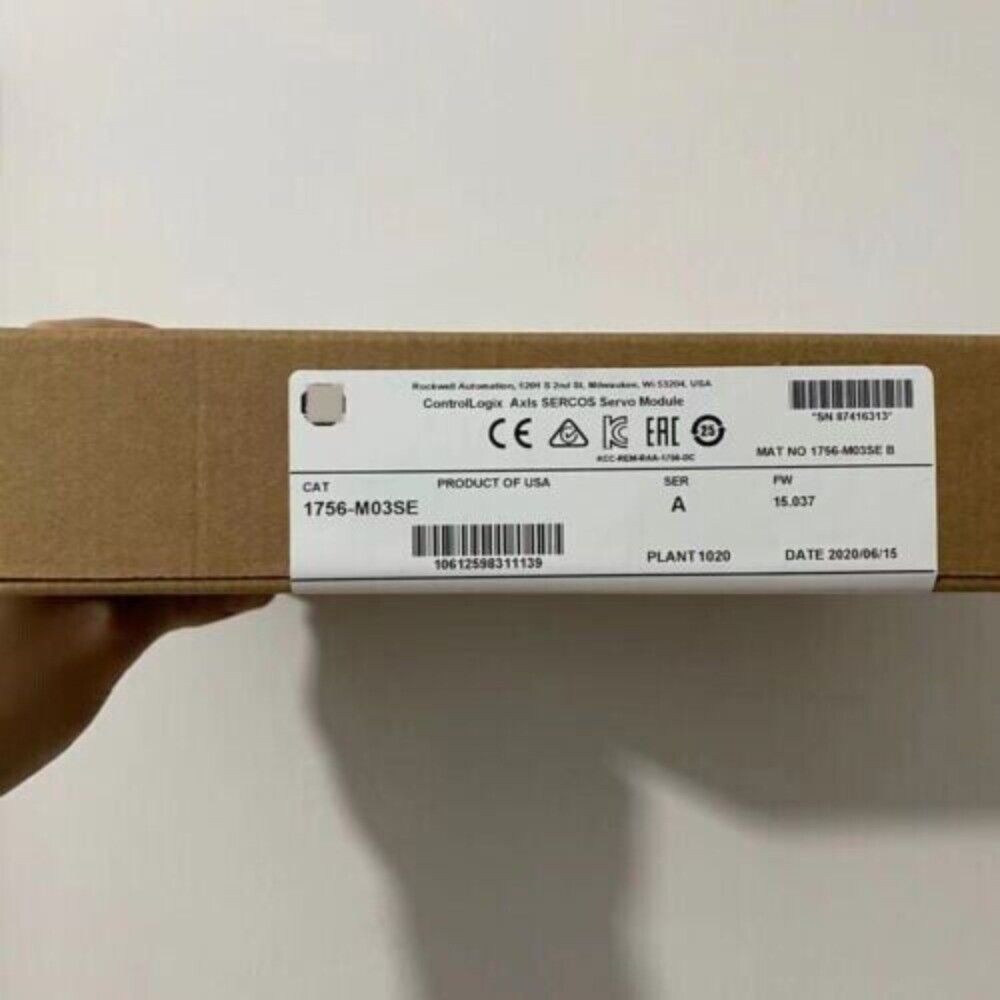 Allen-Bradley 1756-M03SE ControlLogix SERCOS Servo Module packaging, industrial automation PLC part
