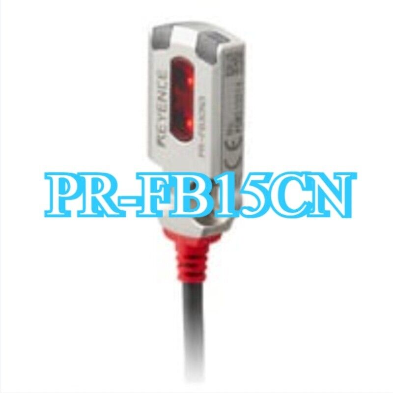 Keyence PR-FB15CN photoelectric sensor, silver body with red indicator and cable.