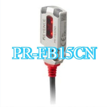 Keyence PR-FB15CN photoelectric sensor, silver body with red indicator and cable.