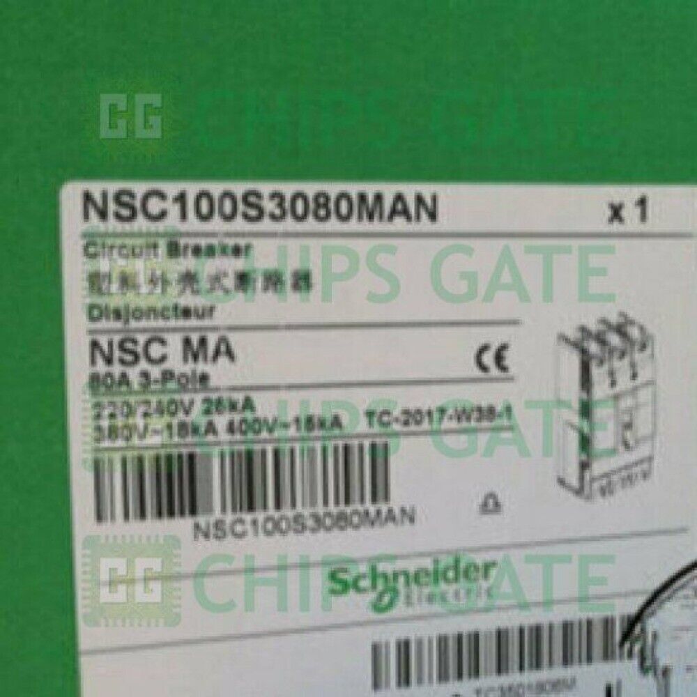 Schneider Electric NSC100S3080MAN circuit breaker, 80A 3-Pole, industrial automation part.