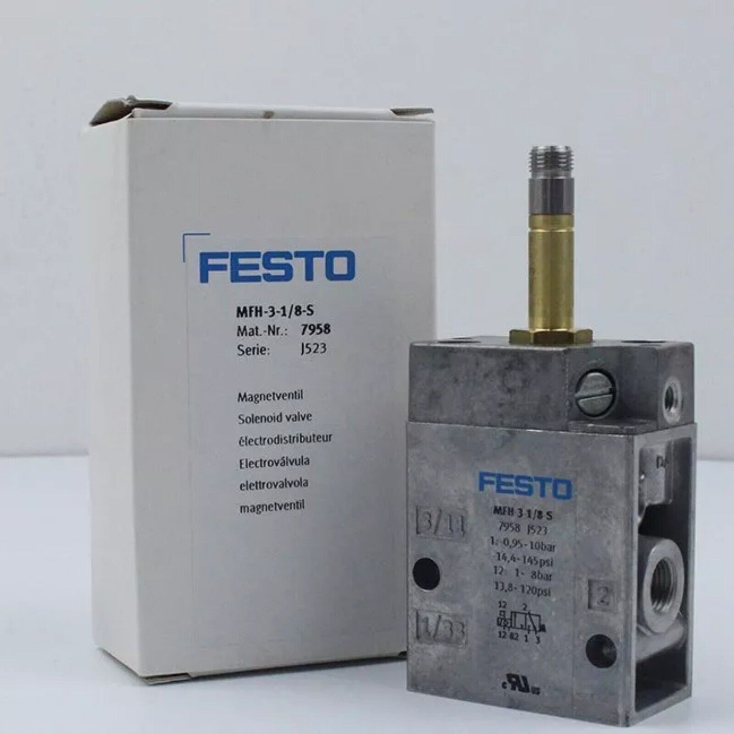Festo MFH-3-1/8-S Solenoid Valve, industrial automation part, pneumatic component.