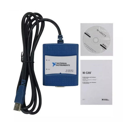 National Instruments USB-8473 High-Speed CAN Interface Device with cables and documentation.