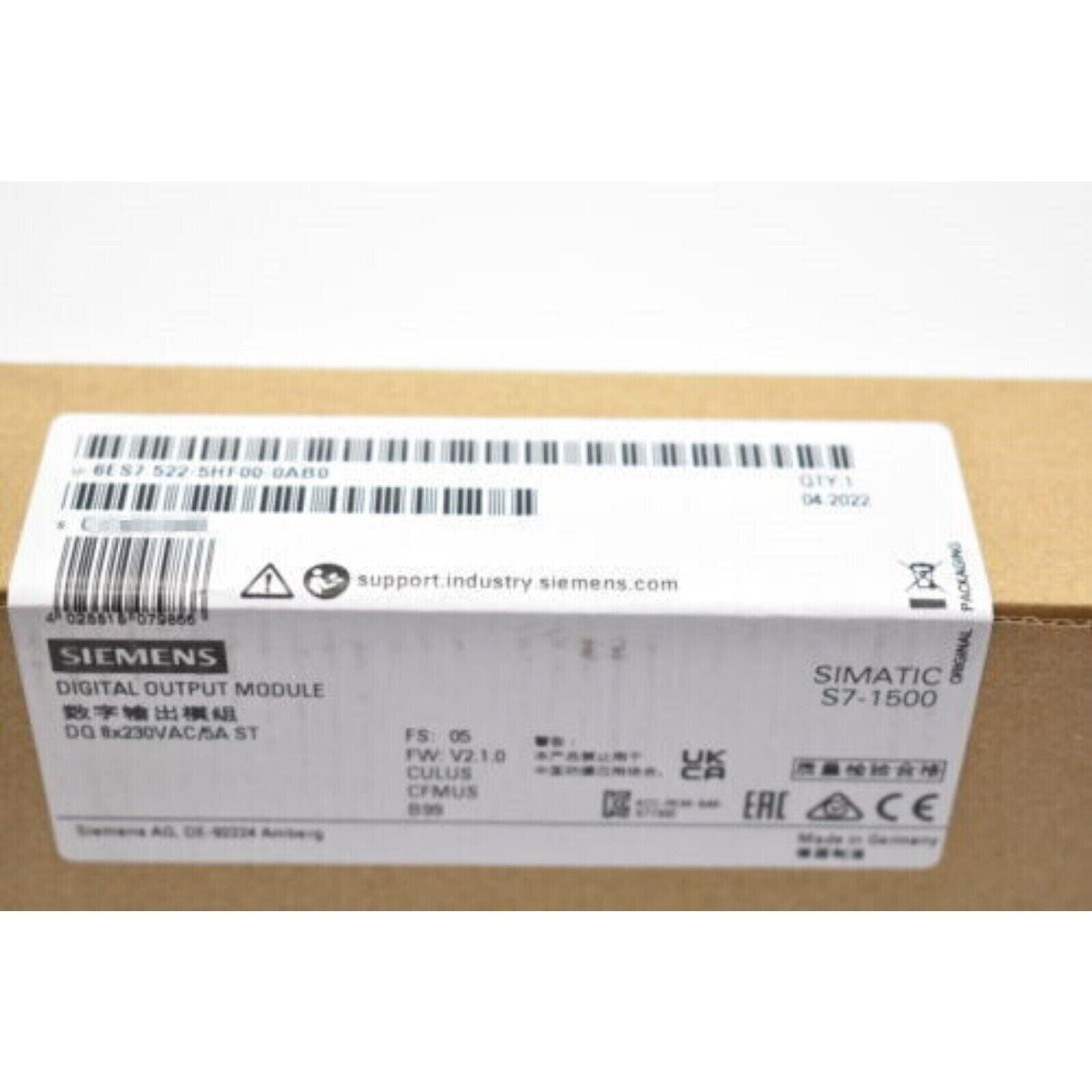 Siemens SIMATIC S7-1500 Digital Output Module in Original Packaging, Model 6ES7522-5HF00-0AB0