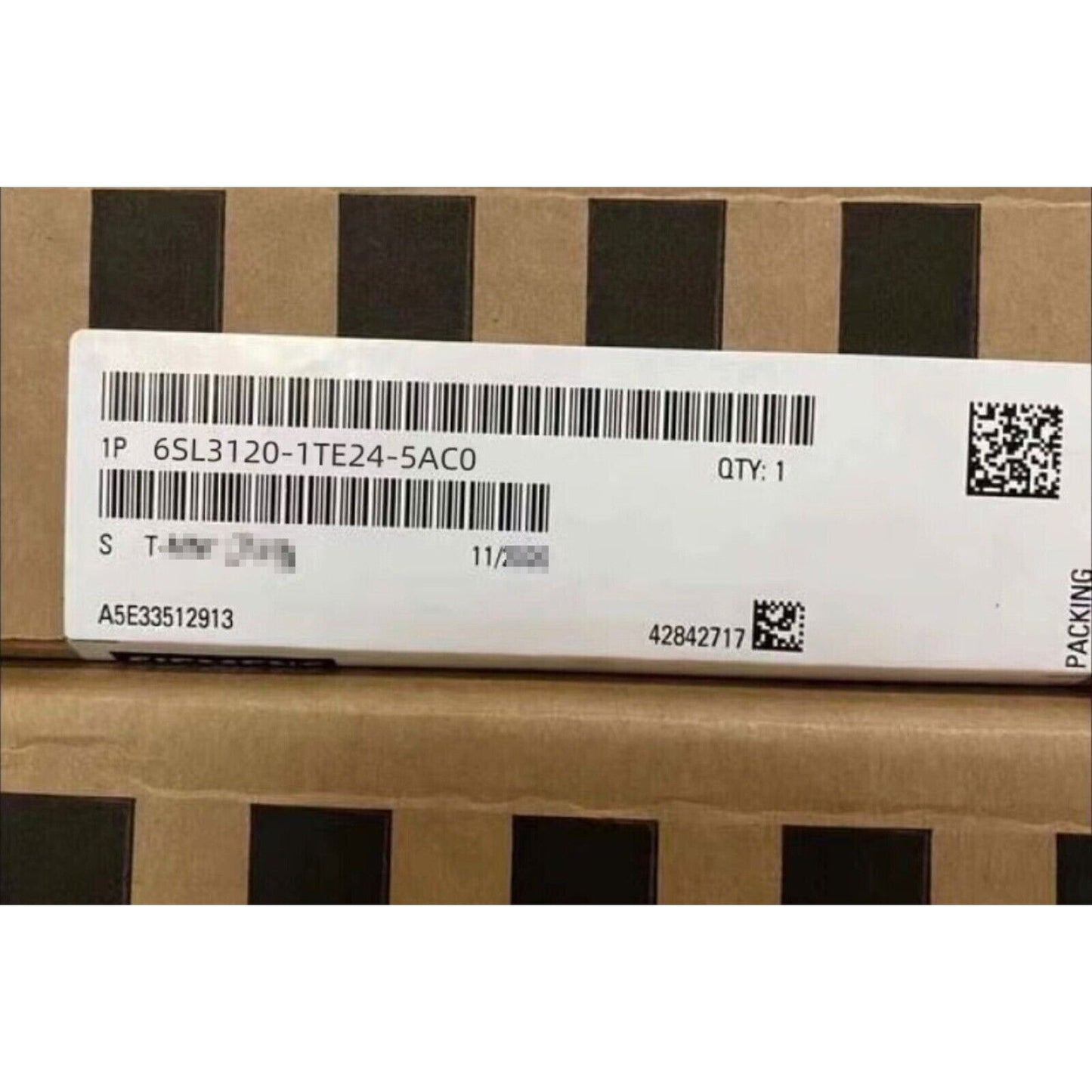 Siemens 6SL3120-1TE24-5AC0 PLC Module Packaging Label, QTY 1, Industrial Automation Part