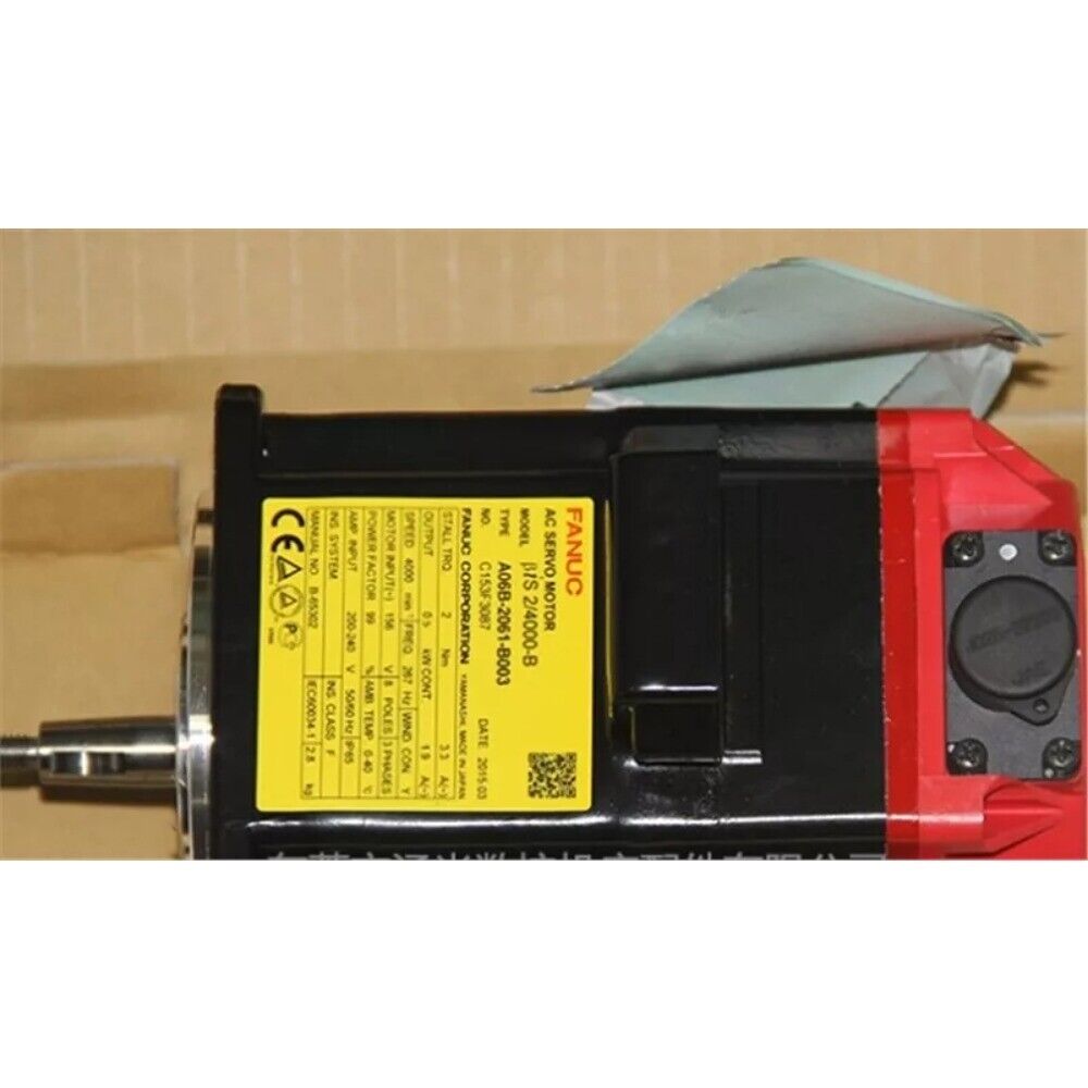 FANUC A06B-2061-B003 Servo Motor, Black and Red, Industrial Automation Part