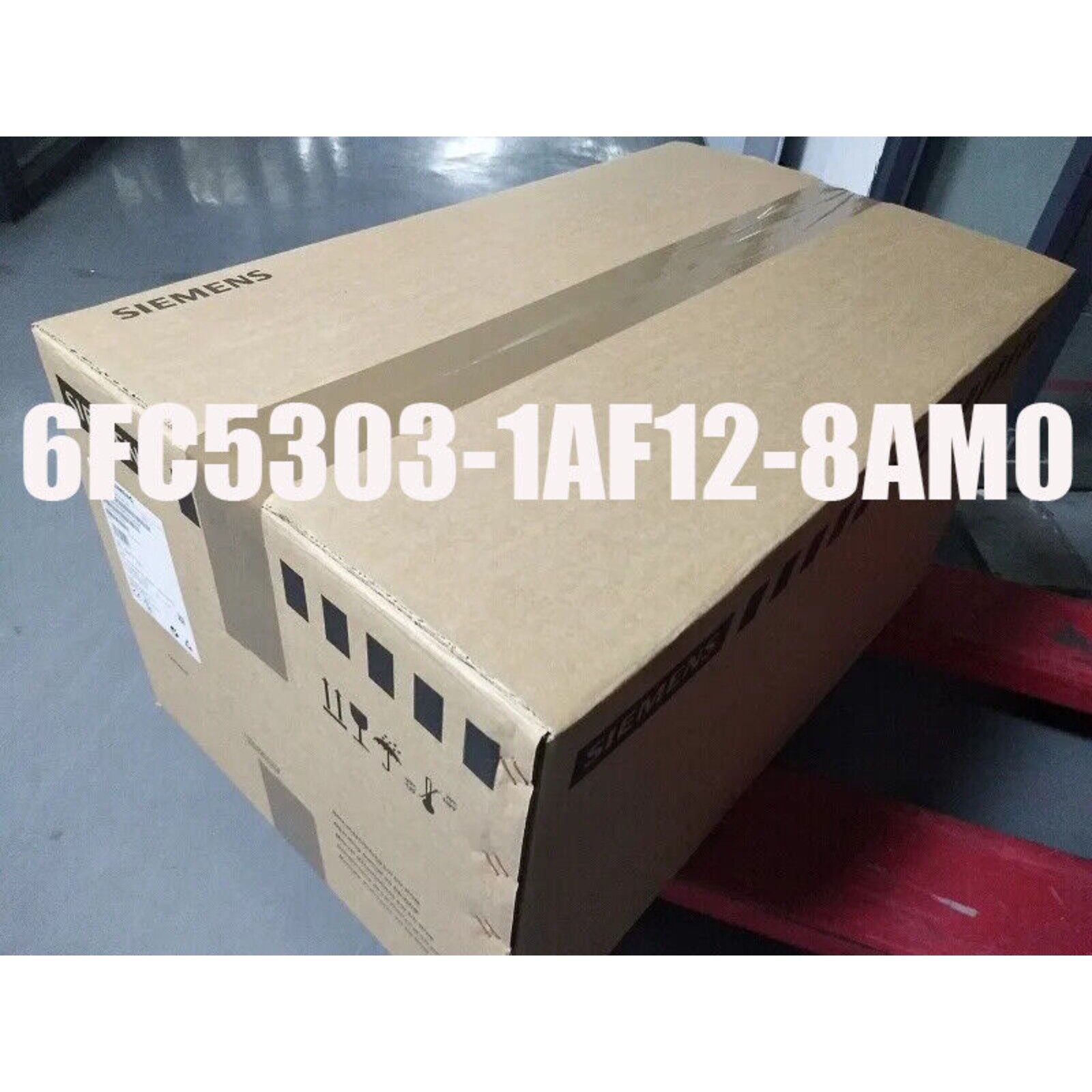 Siemens 6FC5303-1AF12-8AM0 SINUMERIK PLC control panel in a brown cardboard box.