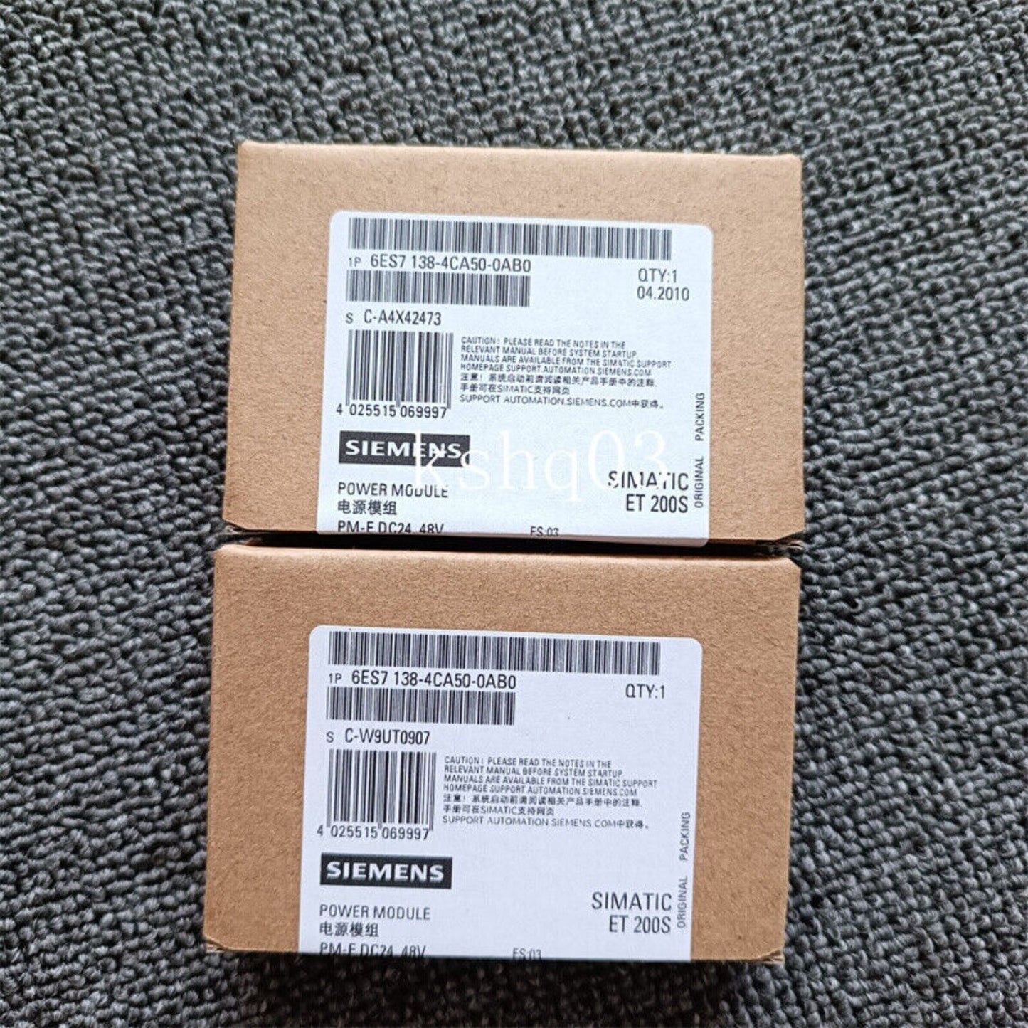 Siemens SIMATIC ET 200S PM-E Power Module 6ES7 138-4CA50-0AB0 in original packaging. Industrial automation part.