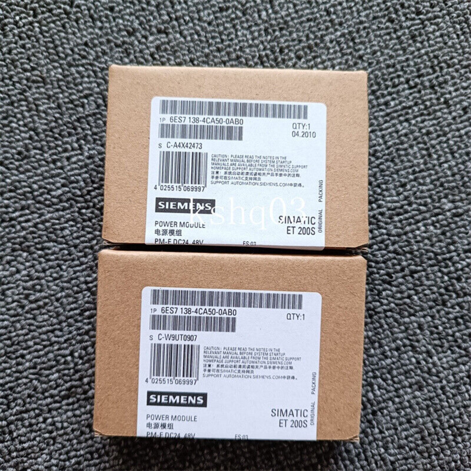 Siemens SIMATIC ET 200S PM-E Power Module 6ES7 138-4CA50-0AB0 in original packaging. Industrial automation part.