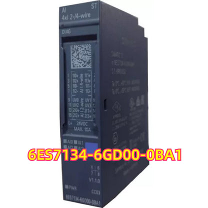 Siemens ET 200SP Analog Input Module 6ES7134-6GD00-0BA1, side view, featuring model number and specifications.
