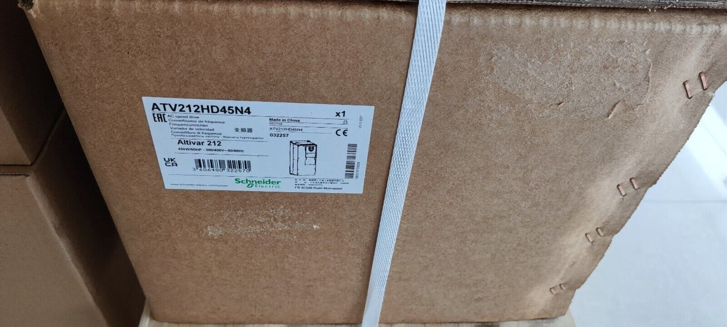 Schneider ATV212HD45N4 frequency converter box. Industrial automation equipment for sale.