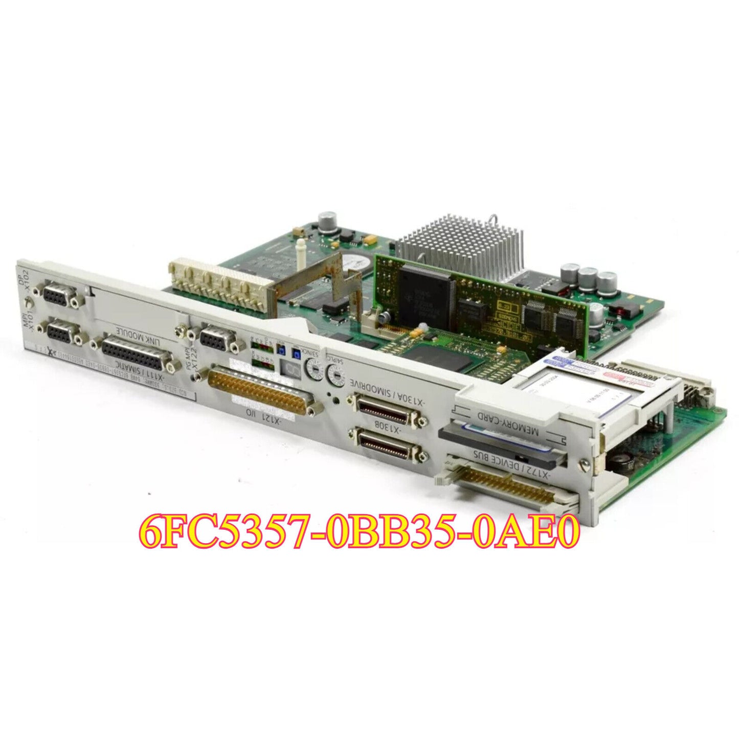 Siemens 6FC5357-0BB35-0AE0 SINUMERIK PLC module, industrial automation part, with ports and memory card slot