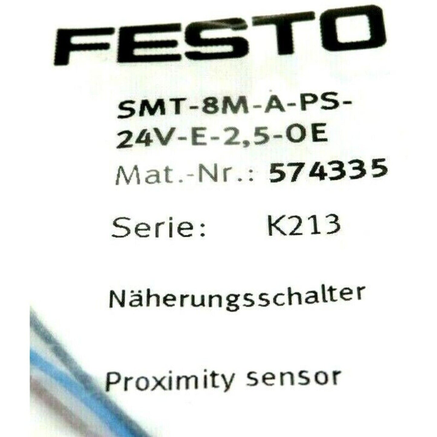 Festo SMT-8M-A-PS-24V-E-2,5-OE Proximity Sensor, industrial automation part, material number 574335