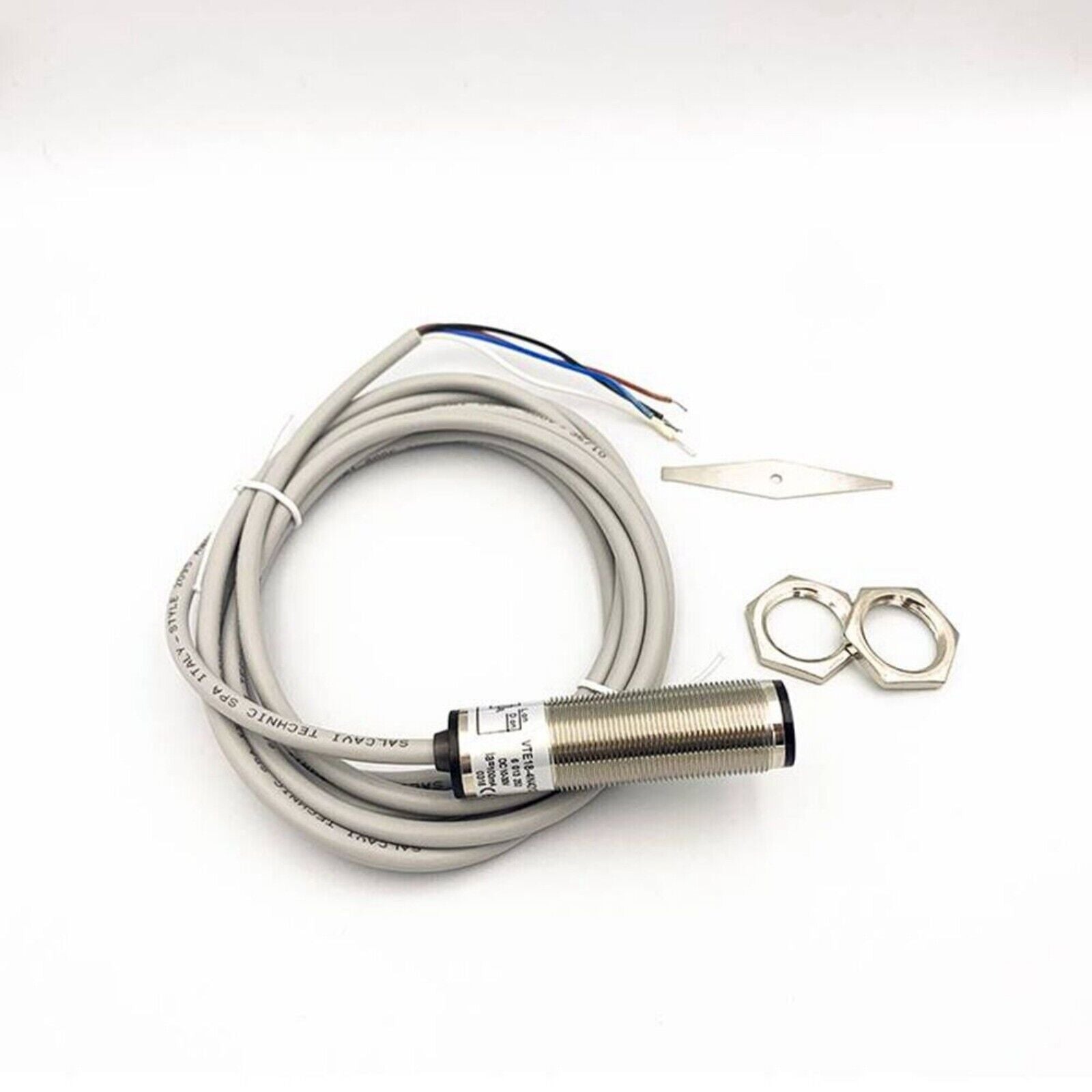 SICK VTE18-4N4212 Photoelectric Switch, sensor with gray cable and accessories, industrial automation part.