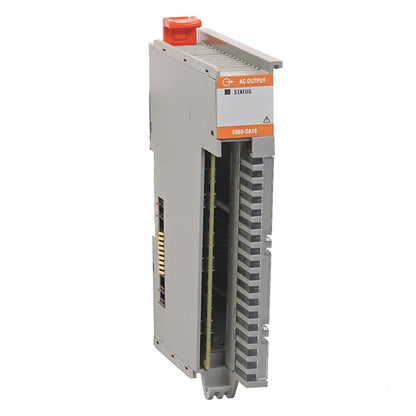 Allen-Bradley 5069-OA16 AC Output Module, PLC component with status indicator and orange accents, industrial automation part.