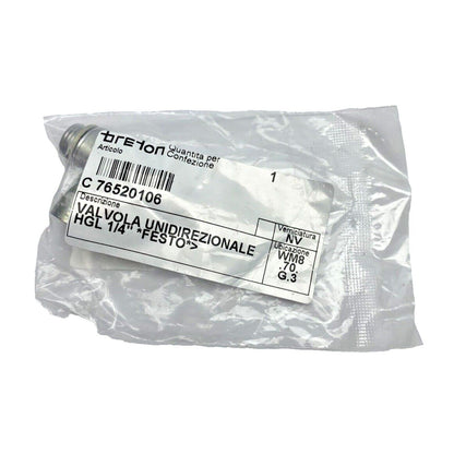 Festo HGL 1/4" unidirectional valve in packaging, industrial automation part. C76520106