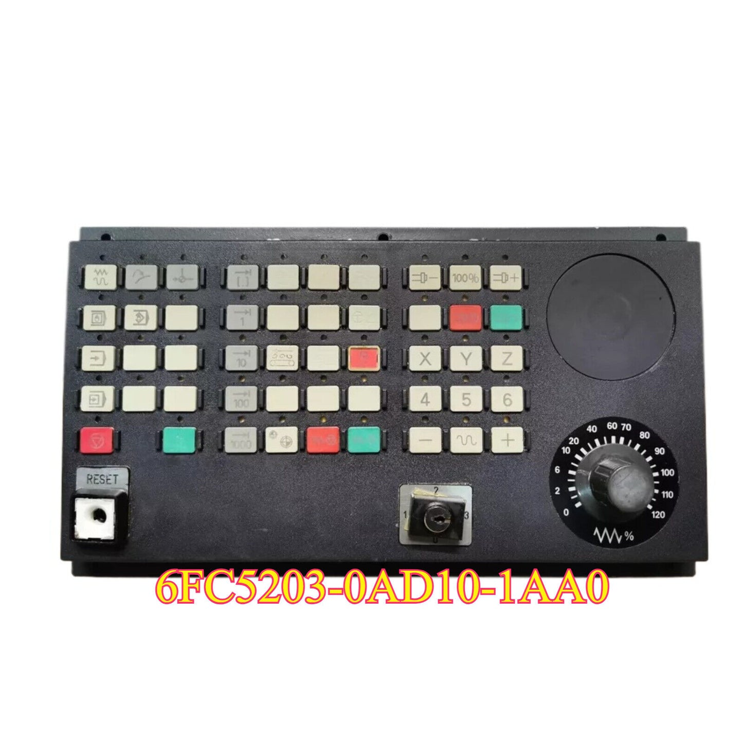 Siemens PLC Control Panel 6FC5203-0AD10-1AA0 with Buttons, Knobs and Reset. Industrial Automation Component
