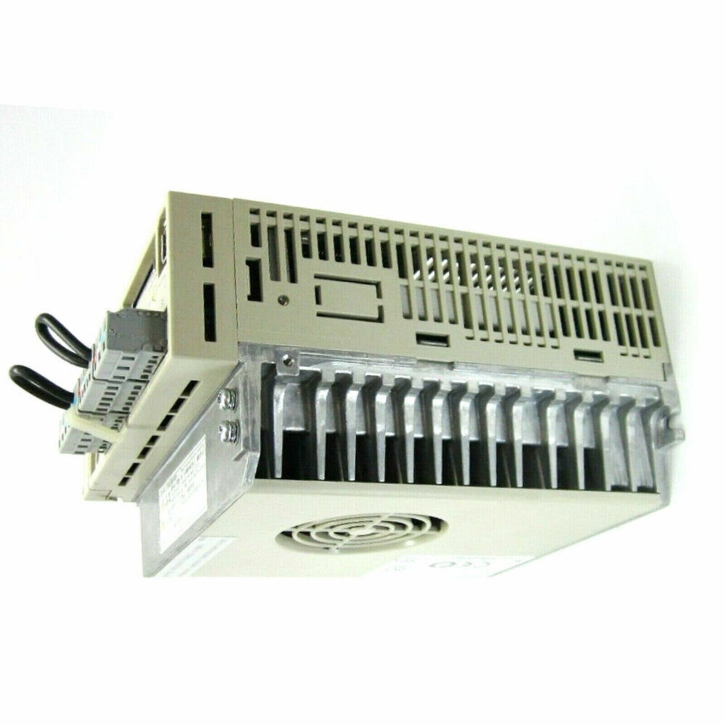 YASKAWA SGDH-08AE-S Servo Drive, beige and silver color, industrial automation component, with vents and fan.