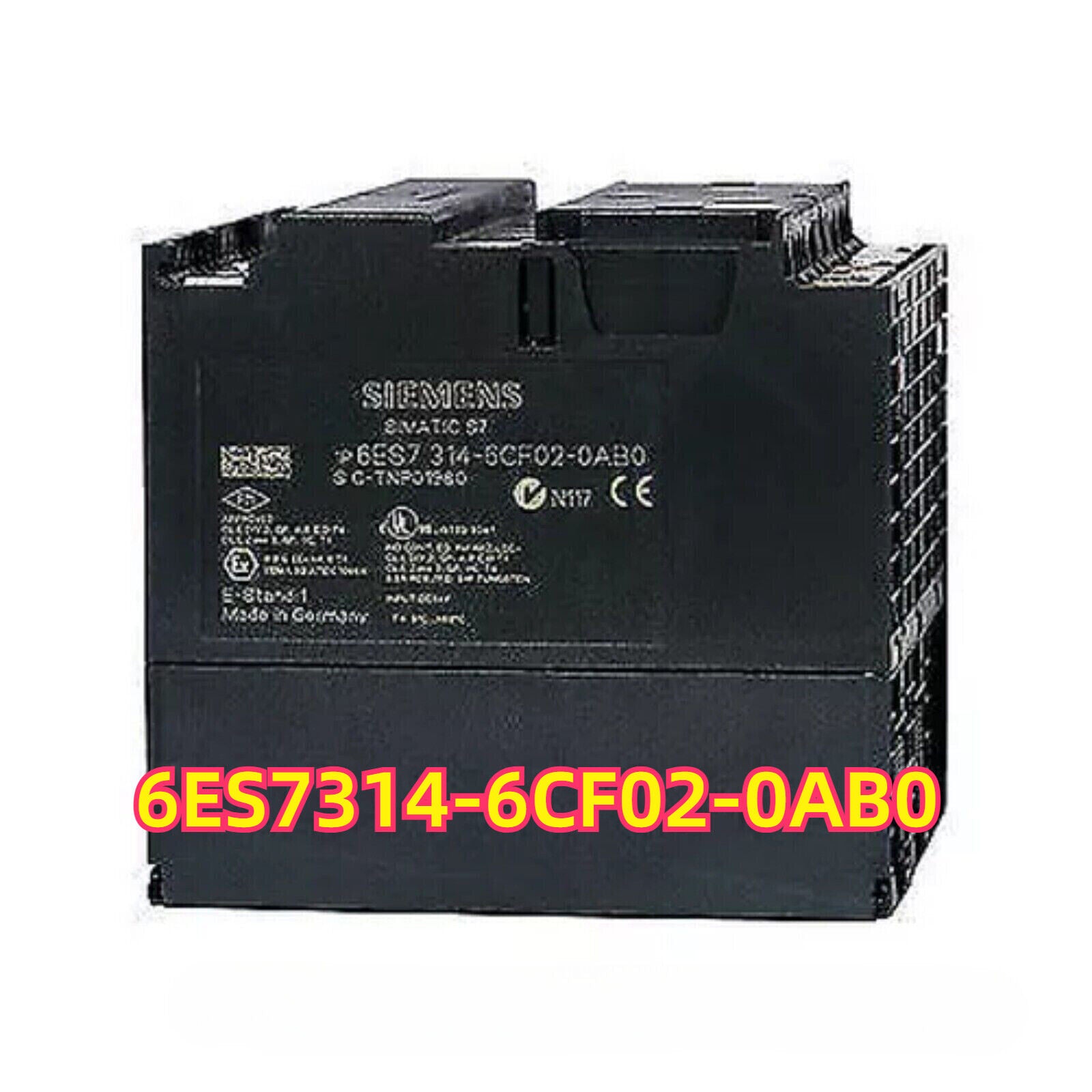 Siemens SIMATIC S7 PLC CPU 314C-2DP, model 6ES7 314-6CF02-0AB0, black industrial automation component, Made in Germany.