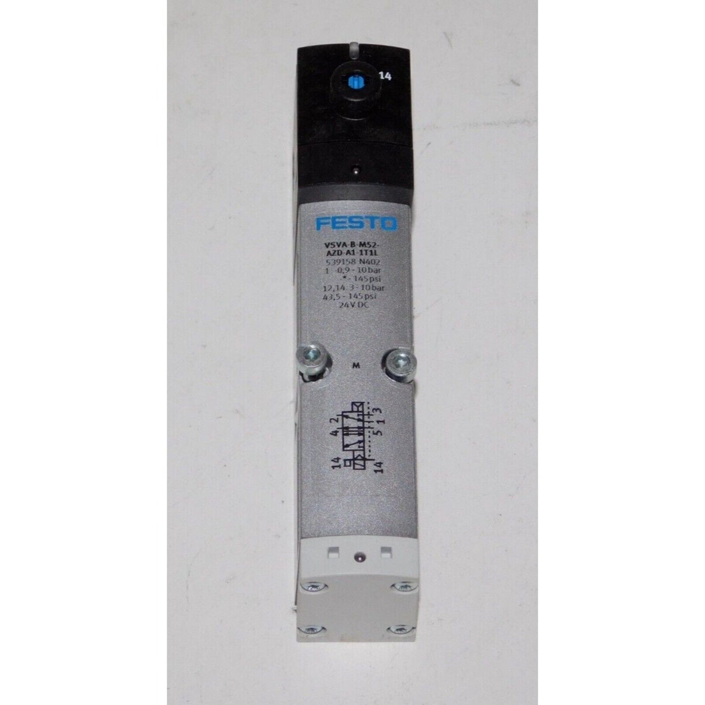 FESTO VSVA-B-M52 Solenoid Valve Module. Industrial automation part, 24VDC, 145PSI, 539158 model.