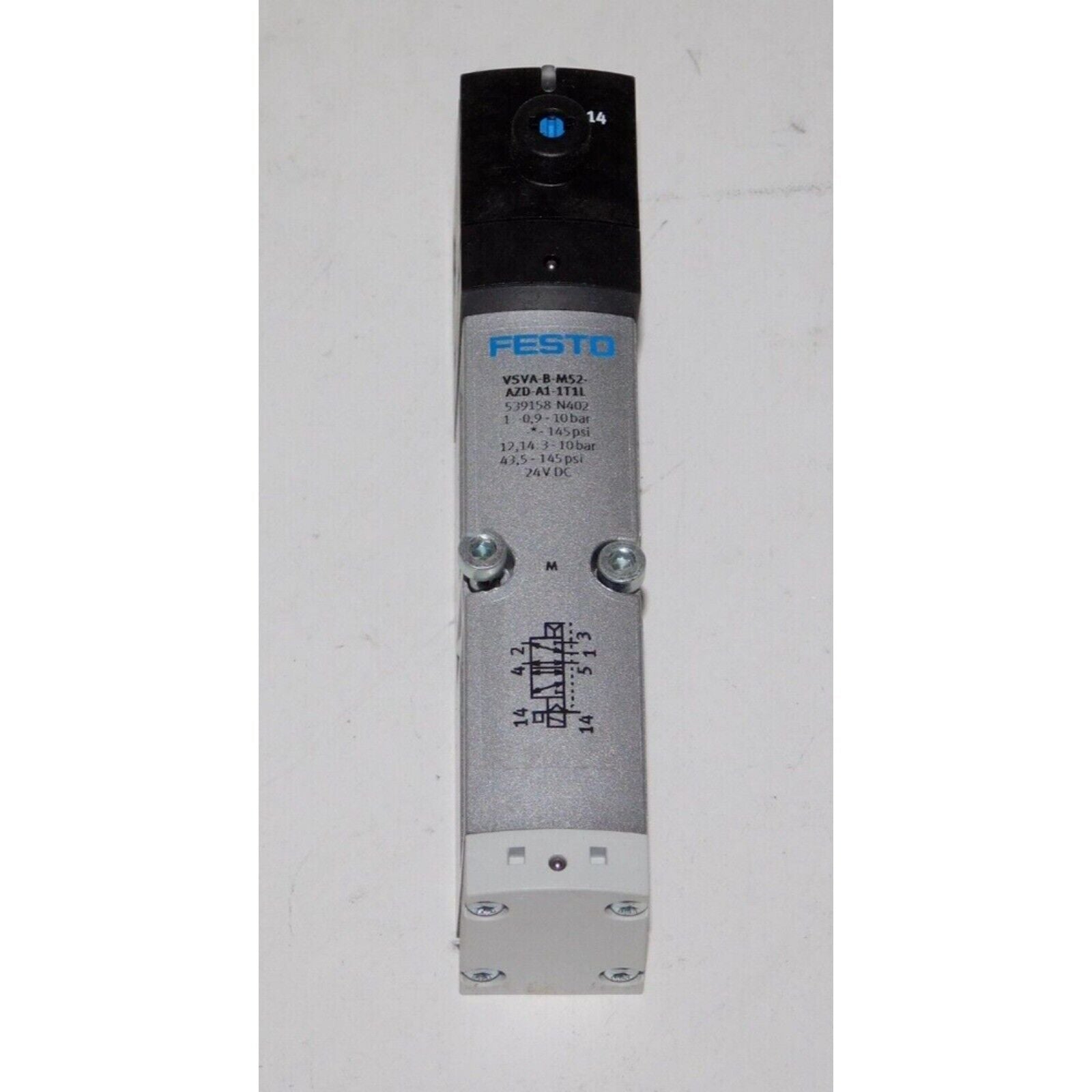 FESTO VSVA-B-M52 Solenoid Valve Module. Industrial automation part, 24VDC, 145PSI, 539158 model.