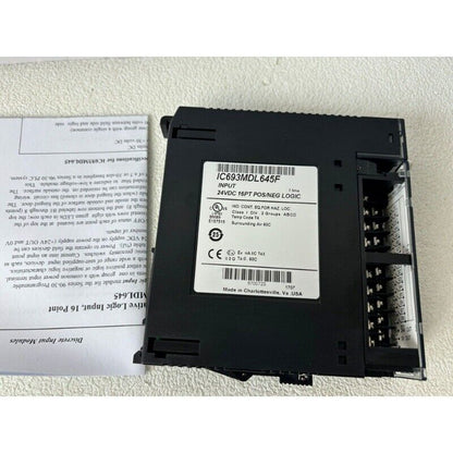 FANUC IC693MDL645F Input Module - 24VDC 16PT POS/NEG Logic, black electronic component with label, made in USA