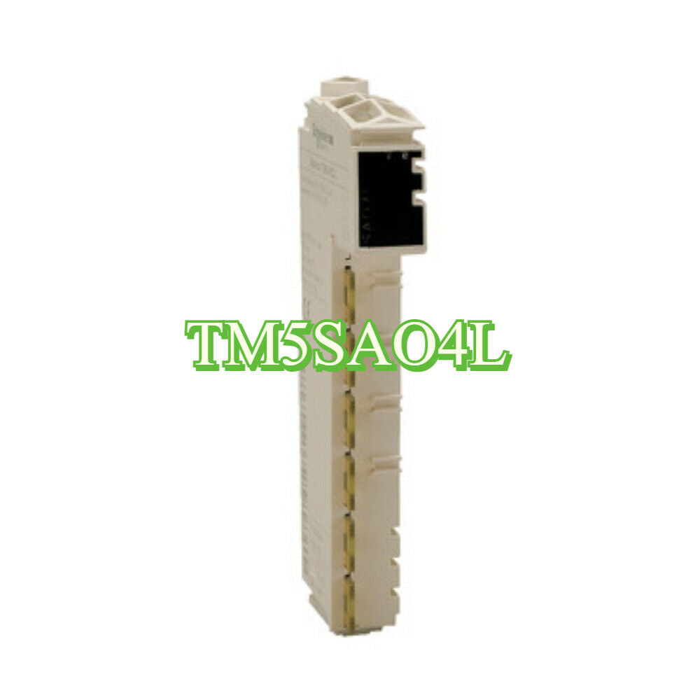 Schneider Electric TM5SAO4L analog output module, beige PLC component.