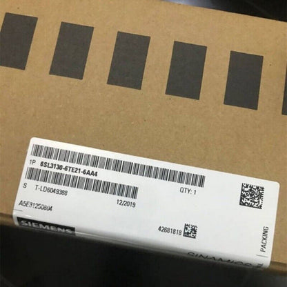Siemens SINAMICS S120 Active Line Module 6SL3130-6TE21-6AA4 packaging, with part number and barcode.