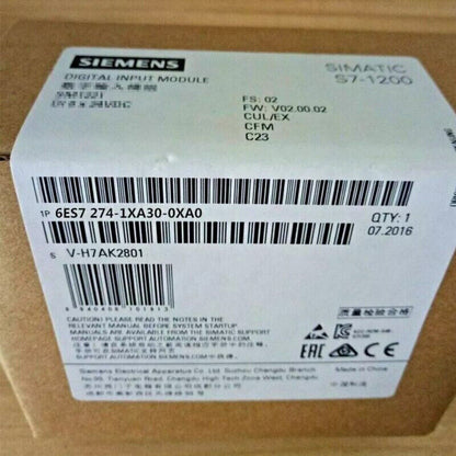 Siemens SIMATIC S7-1200 6ES7 274-1XA30-0XA0 Digital Input Module, product label.