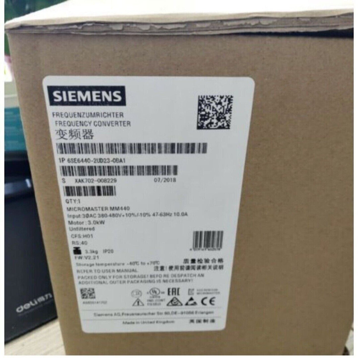 Siemens MICROMASTER 440 frequency converter box, 6SE6440-2UD23-0BA1, 3.0kW, industrial drive part
