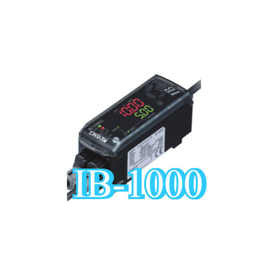 Keyence IB-1000 Laser Sensor with LED display, black, digital display showing 1000 and 500, industrial automation part