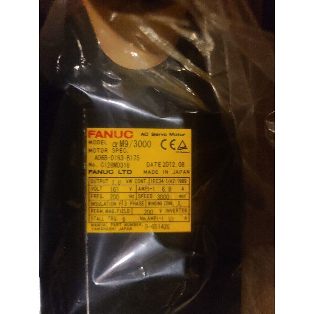 PLC | FANUC | A06B-0163-B175 Servo Motor aM9/3000 1.8kw 3000 RPM Pulsecoder aA64 Robot
