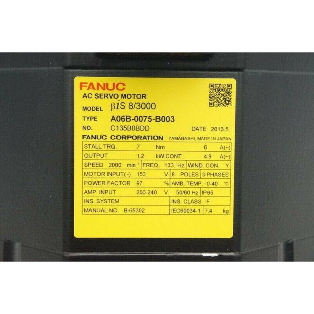 FANUC A06B-0075-B003 AC Servo Motor Details, Specifications