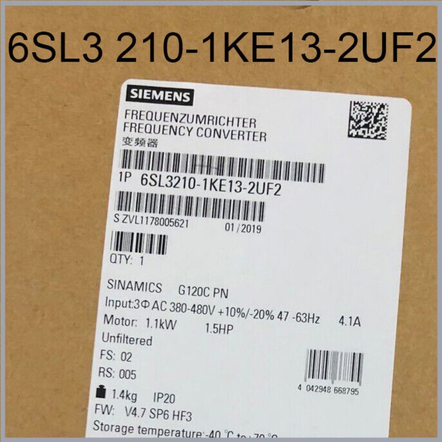 SINAMICS G120C | Siemens | 6SL3 210-1KE13-2UF2 6SL3210-1KE13-2UF2 SINAMICS G120C5.5KW Converter