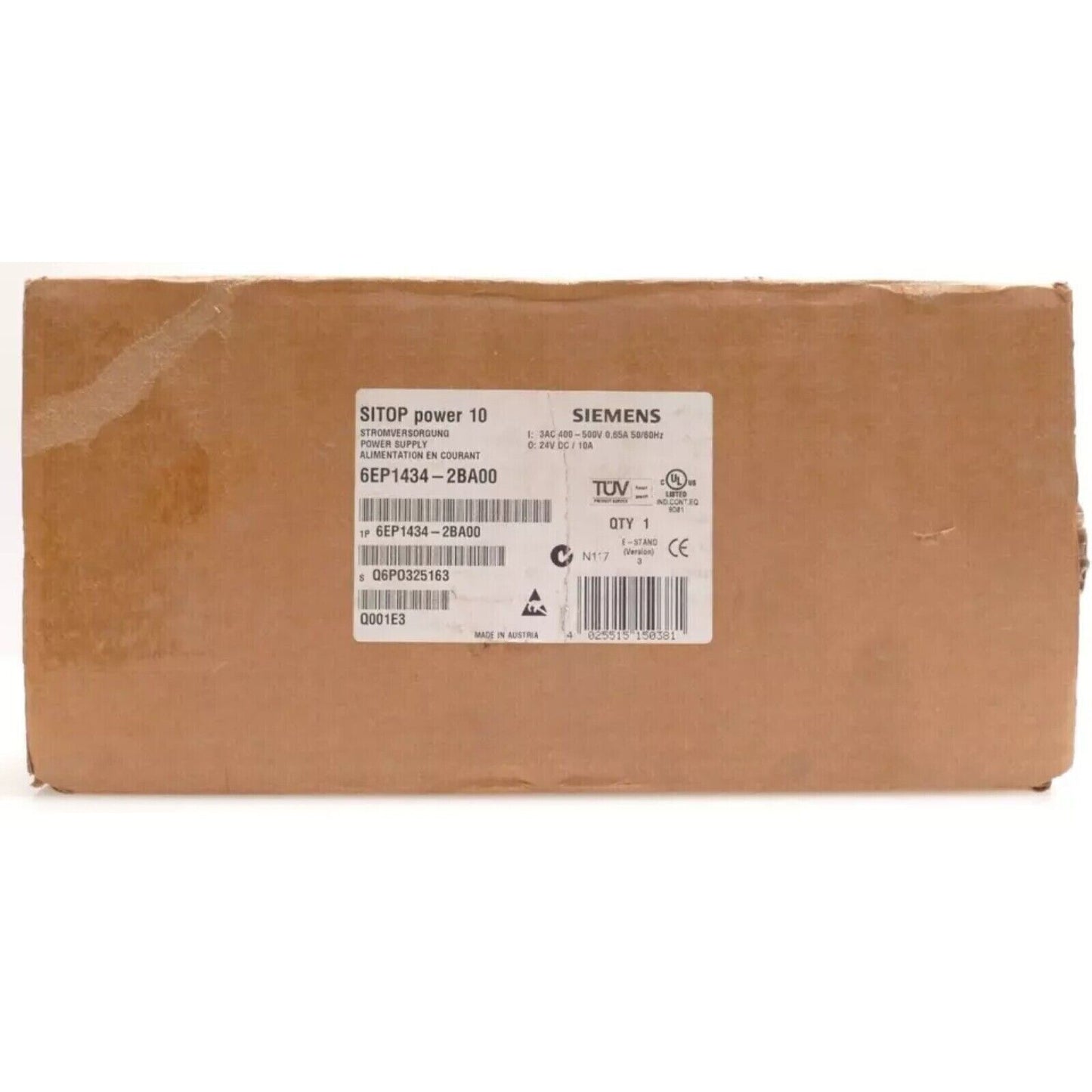 Siemens SITOP Power Supply 6EP1434-2BA00 box, 24V DC industrial power supply.