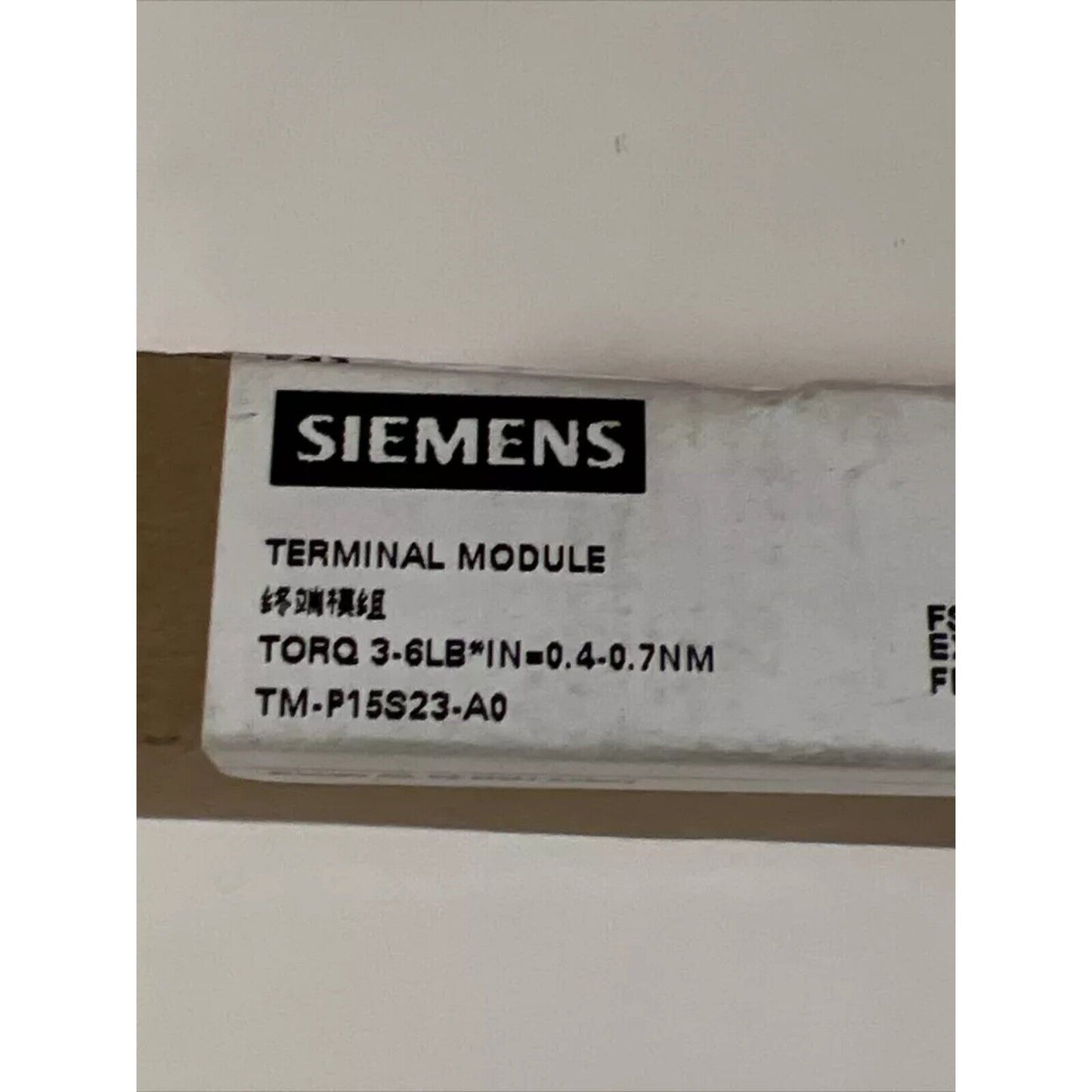 Siemens Terminal Module TM-P15S23-A0, Industrial automation part, torque 3-6LB*IN