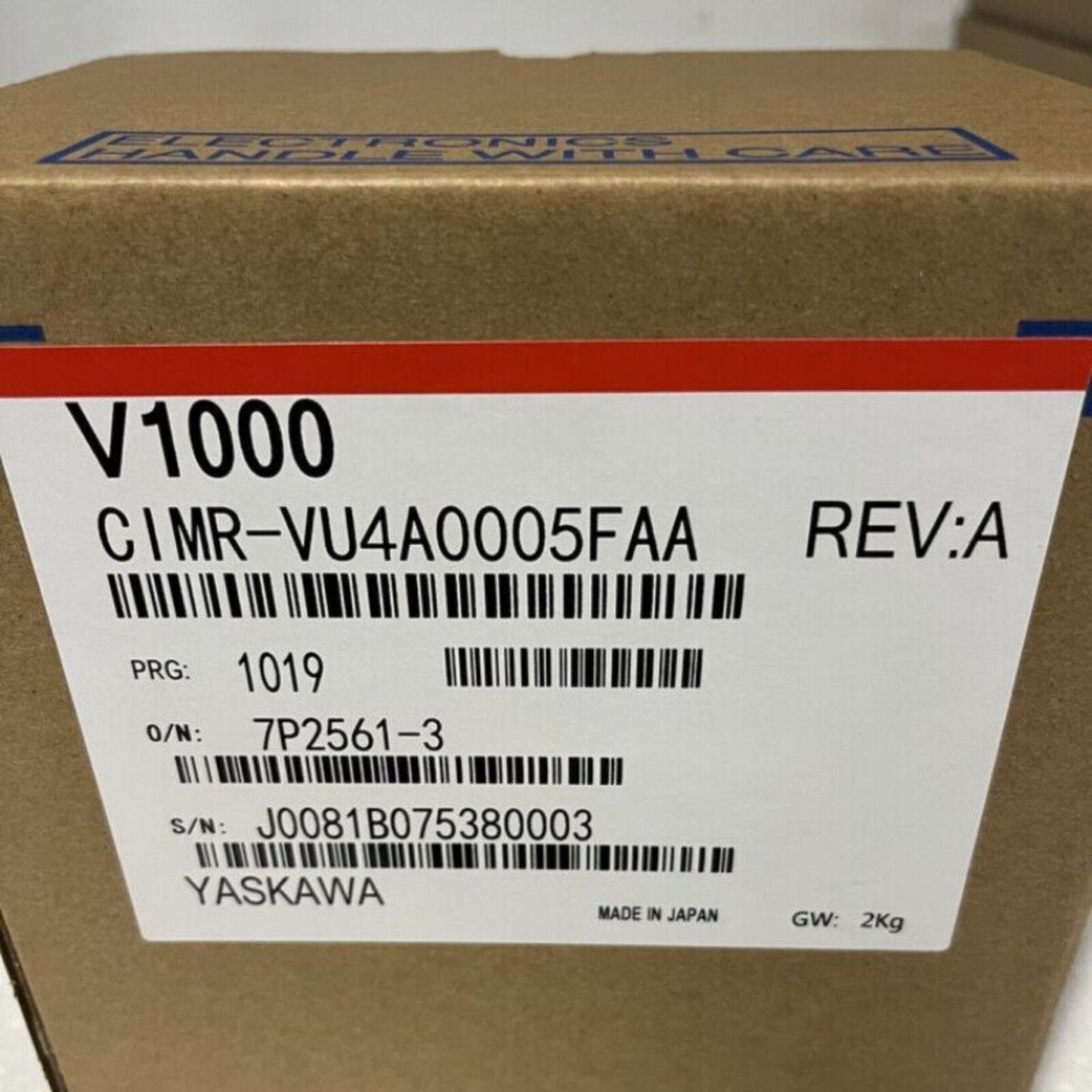 Yaskawa V1000 CIMR-VU4A0005FAA inverter in packaging, industrial automation part