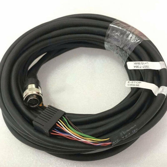 FANUC A660-2007-T364 Teach Pendant Cable. Black cable with connector and E-STOP label.