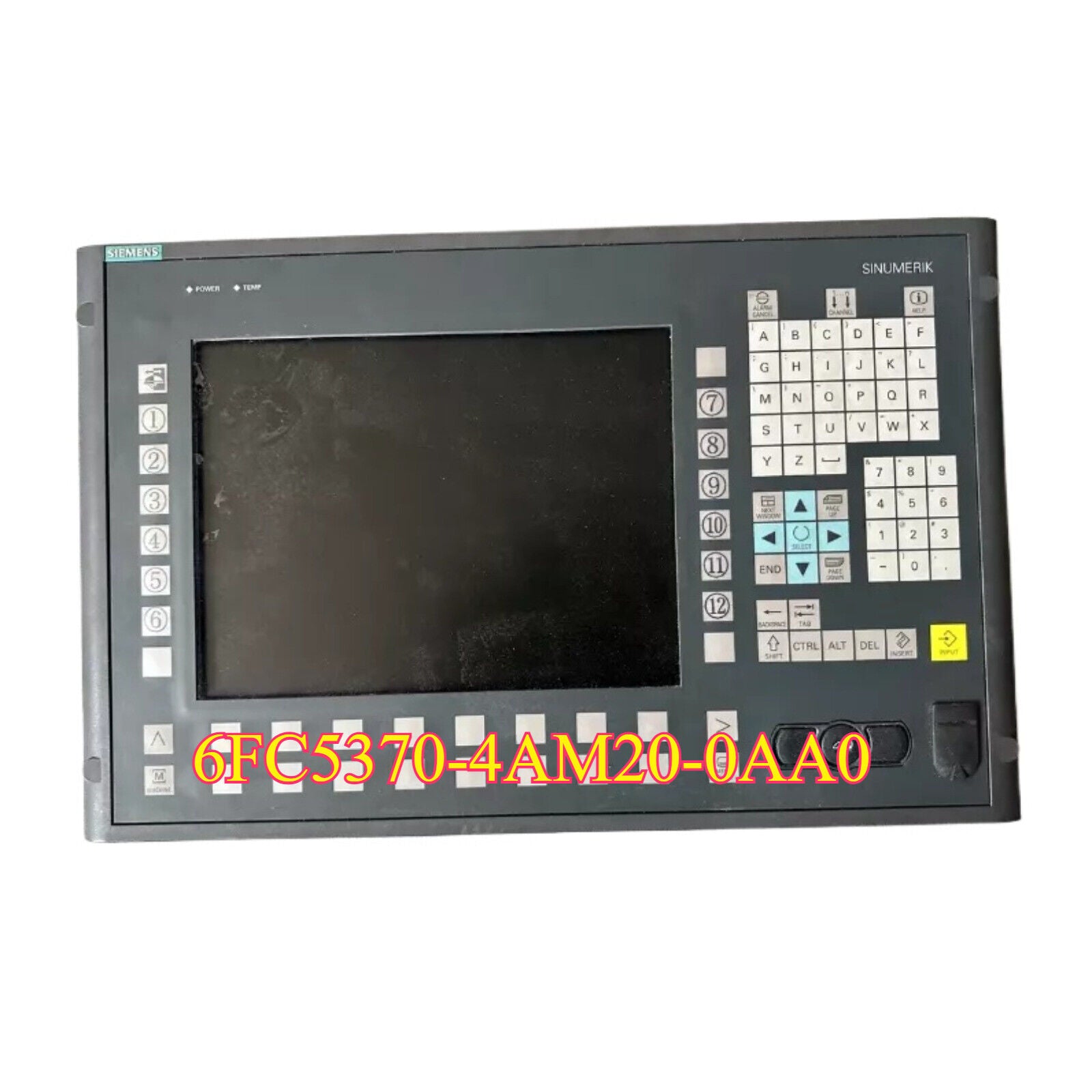 Siemens SINUMERIK 828D PLC panel, 6FC5370-4AM20-0AA0 with keypad and function buttons.