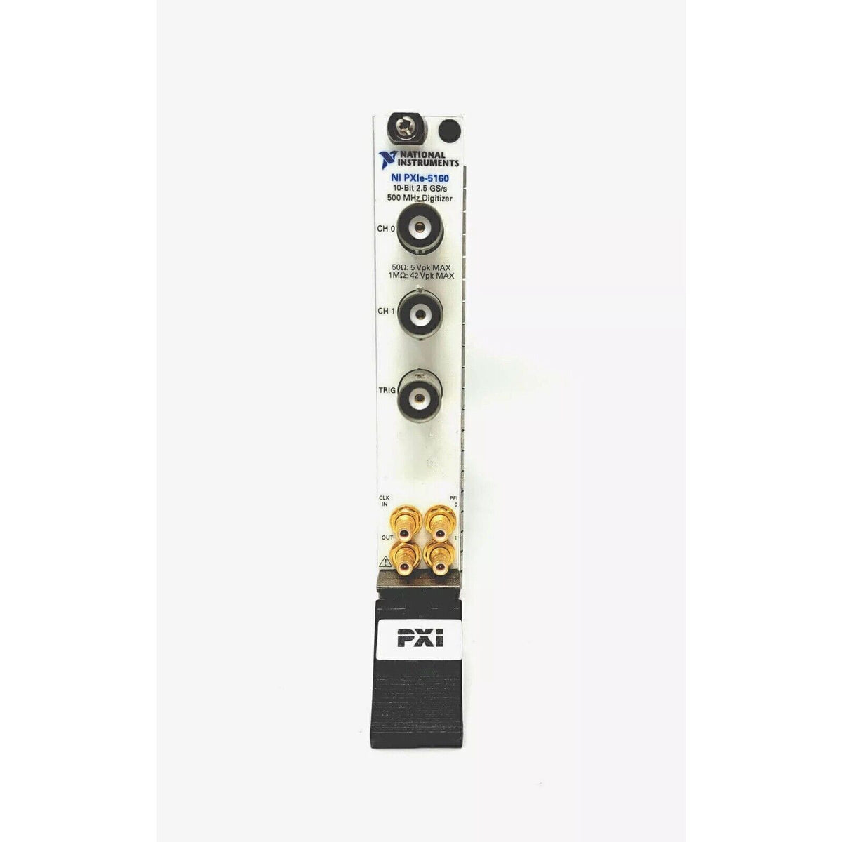 NI PXIe-5160 PXI digitizer module. Industrial automation component with high-performance features. PXI oscilloscope.