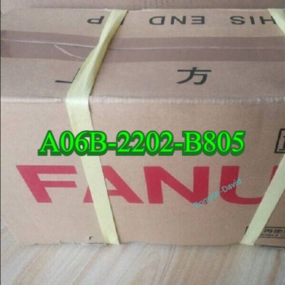 FANUC A06B-2202-B805 servo motor packaging, brand new industrial automation part.