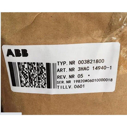 ABB 3HAC14940-1 cable label, featuring product information and barcode, relevant to PLC components.