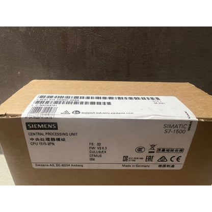 Siemens SIMATIC S7-1500 CPU 1515-2PN PLC box. Made in Germany, model 6ES7515-2AM02-0AB0.