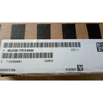 SINAMICS S120 6SL3120-1TE13-0AA4 product packaging with barcode, date, and quantity