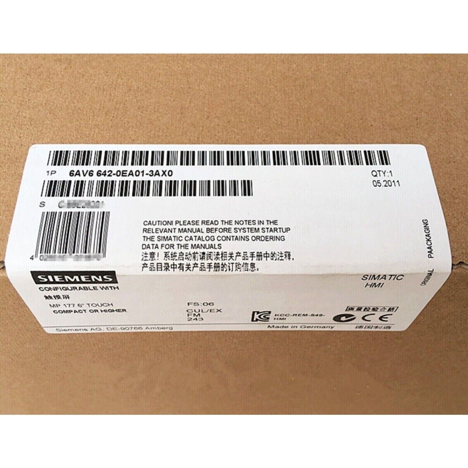 Siemens SIMATIC MP177 6" Touch Panel packaging with product information and barcode
