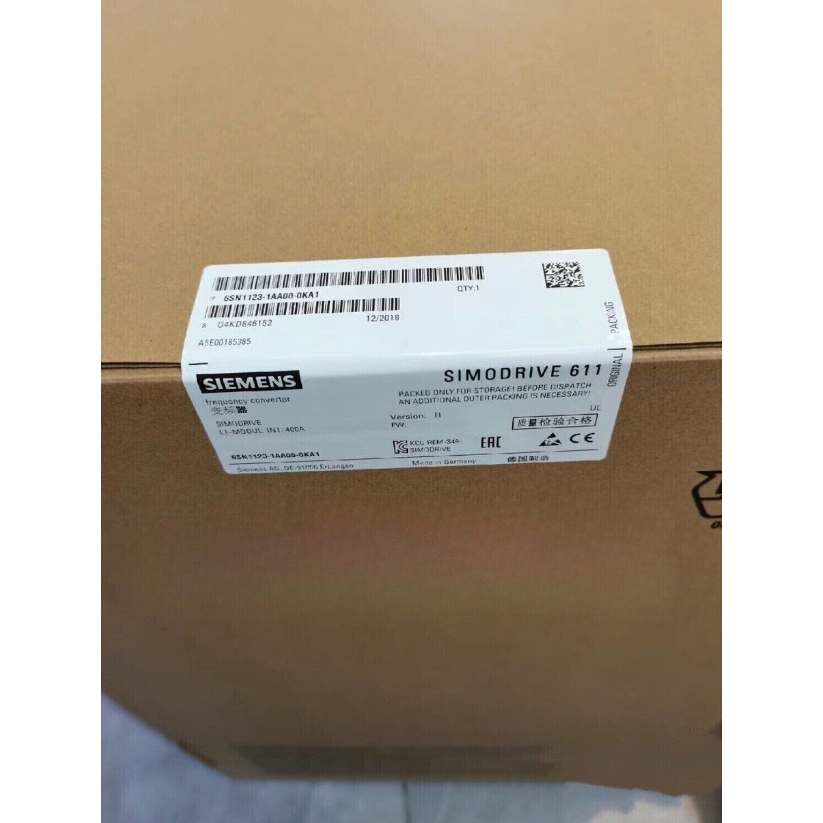 Siemens SIMODRIVE 611 Power Module, 6SN1123-1AA00-0KA1, industrial automation component