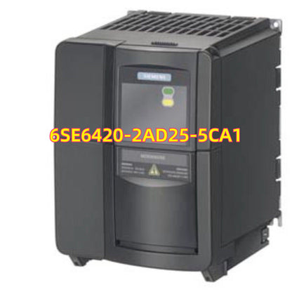 Siemens MICROMASTER 420 frequency inverter 6SE6420-2AD25-5CA1, black housing, industrial motor control.