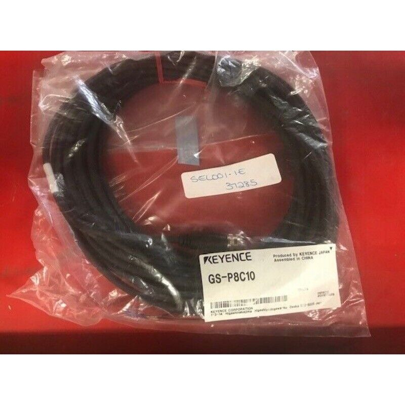 Keyence GS-P8C10 Cable, standard M12 connector, black cable, 10M length, new condition.
